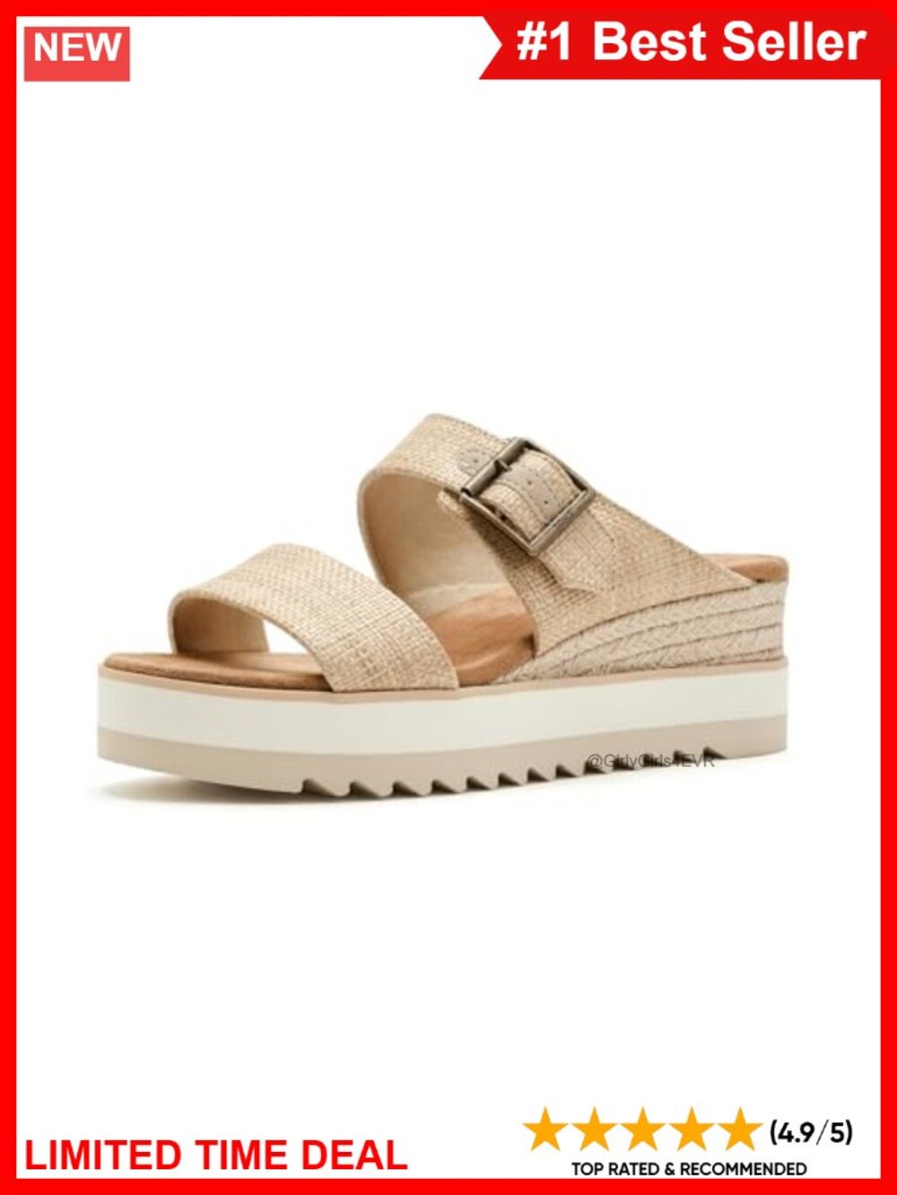 Platform Wedge Mule Buckle Strap Open Toe Espadrille